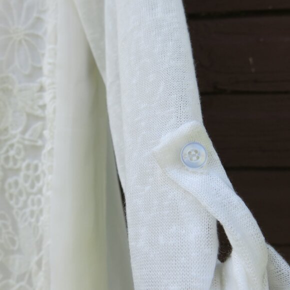 Lisa D. Paris White Floral Romantic Embroidery Lace Long Sleeves Blouse Size XL - Picture 9 of 10